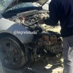 Na querência de Alegrete, um chevrolet virou motivo de prosa depois que a dianteira pegou fogo enquanto o dono fazia as compras