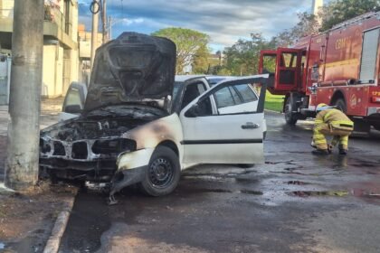Mais ligeira que cusco em dia de trovoada, prenda salta do veículo antes das chamas tomarem conta da taquara